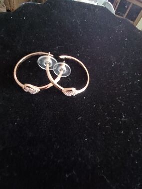 Kate Spade Rose Gold Hoop Earrings with Crystal Accent